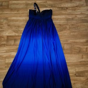 One Shoulder Blue Gown